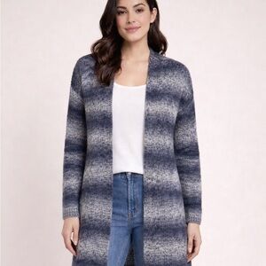 Blue and gray cardigan sweater